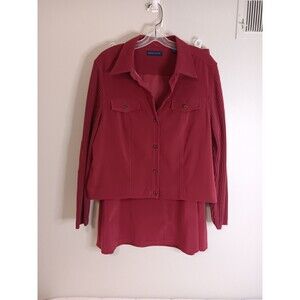 Vintage Karen Scott Skirt Jacket Set Sz Large Burgundy Color